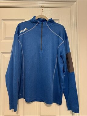 PING Men's Royal Blue Quarter-Zip Performance Jacket with Black Trim